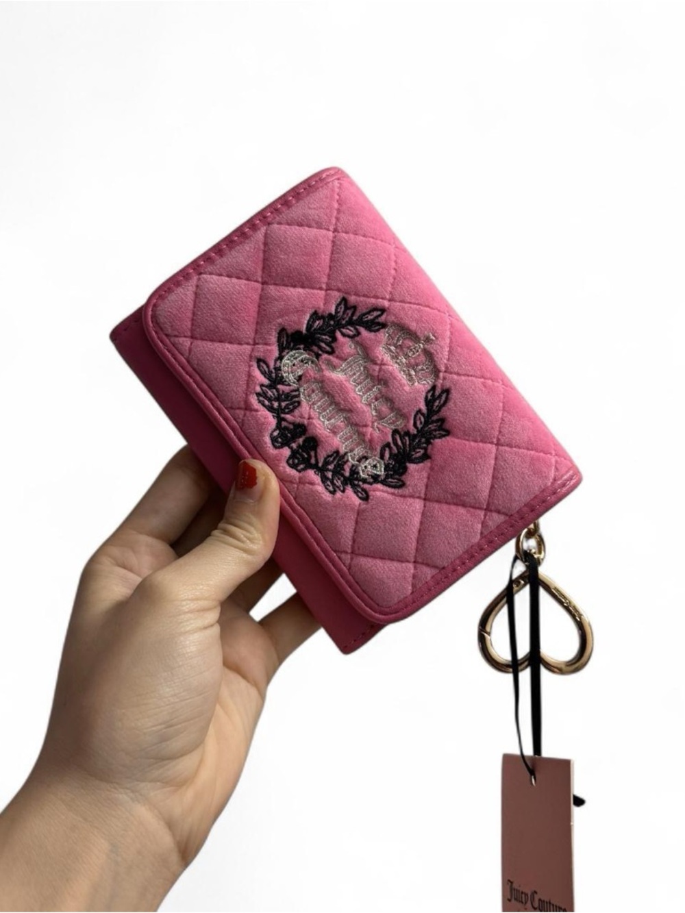 Juicy Couture Hot Pink Quilted Wallet with Heart Charm